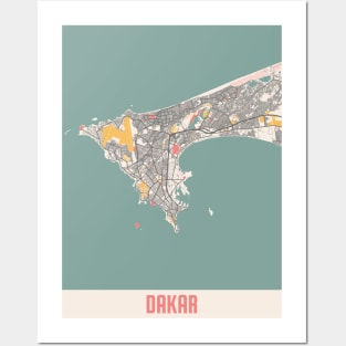 Dakar - Senegal Chalk City Map Posters and Art
